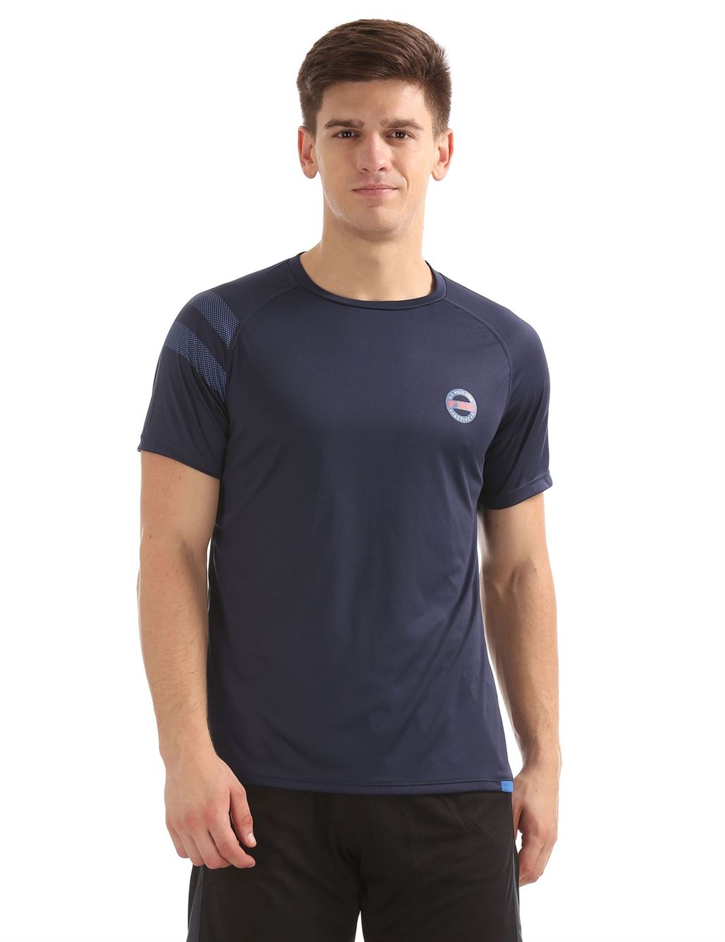 U.S.Polo Assn. Men Casual Wear Solid Navy T-Shirt